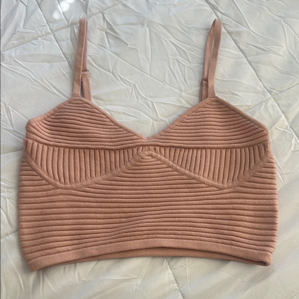 Aerie Ribbed Knit Top in Blush Pink